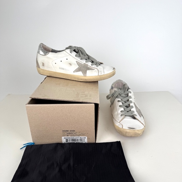 GOLDEN GOOSE Superstar White Silver Gray Sneakers 38, 8 - Picture 2 of 13